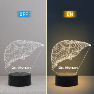 Personalized Led Lamp 3D Illusion Liver Night Light Gift for Hepatologists Doctor & Medical Student Warm White Light